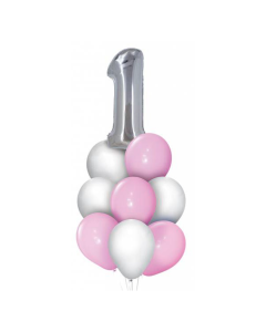 SET GLOBOS PREMIUM 1° AÑITO ROSA