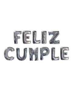 GLOBO METALIZADO PLATA FELIZ CUMPLE