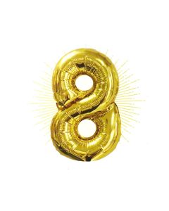 GLOBO NUMERO 8 METALIZADO DORADO 60 CM.