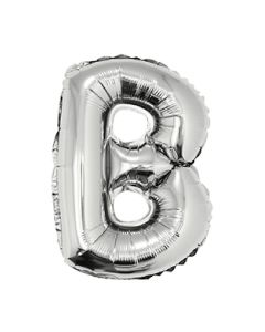 GLOBO LETRA B METALIZADO PLATA 36 CM
