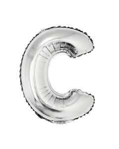 GLOBO LETRA C METALIZADO PLATA 36 CM