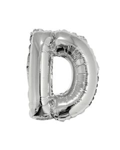 GLOBO LETRA D METALIZADO PLATA 36 CM