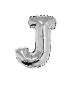 GLOBO LETRA J METALIZADO PLATA 36 CM