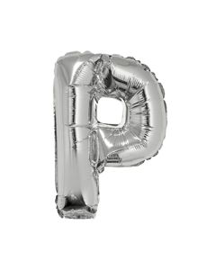 GLOBO LETRA P METALIZADO PLATA 36 CM