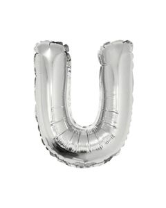 GLOBO LETRA U METALIZADO PLATA 36 CM