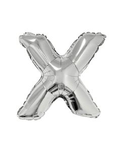 GLOBO LETRA X METALIZADO PLATA 36 CM