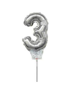 GLOBO NUMERO 3 PLATEADO