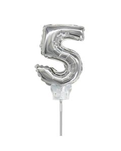 GLOBO NUMERO 5 PLATEADO