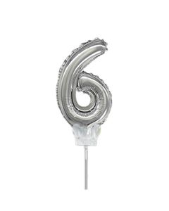 GLOBO NUMERO 6 PLATEADO