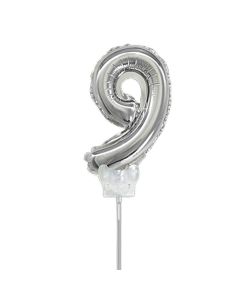 GLOBO NUMERO 9 PLATEADO