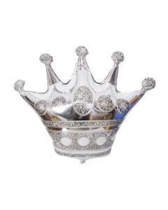 GLOBO METALIZADO CORONA PLATEADO 26"