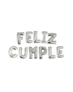 GLOBO FELIZ CUMPLE PLATA 14"