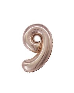 GLOBO NUMERO 9 METALIZADO ROSA GOLD 36 CM.