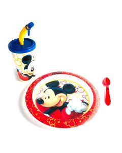 SET PLATO CON VASO Y CUCHARA MICKEY