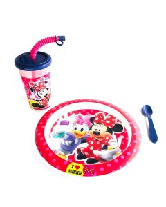 SET PLATO CON VASO Y CUCHARA MINNIE