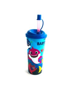 VASO ALTO CON TAPA BABY SHARK