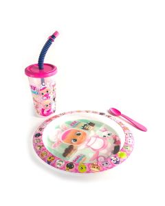 SET PLATO CON VASO Y CUCHARA CRY BABIES