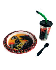 SET PLATO + VASO + CUCHARA SPORT JURASSIC