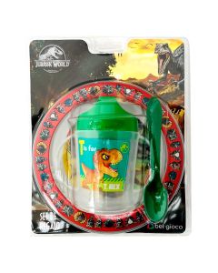 SET BOWL + VASO TOMASOLITO Y CUCHARA JURASSIC WORLD
