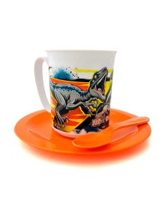 SET TAZA C/PLATO + CUCHARA JURASSIC