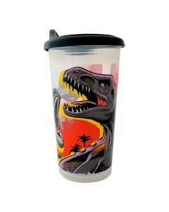 VASO C/TAPA CAFE JURASSIC