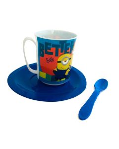 SET TAZA PLATO + CUCHARA MINIONS