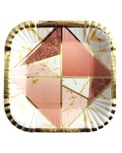 PLATO MARMOLADO ROSA X 8 UNI.
