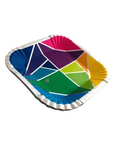 PLATO MULTICOLOR BORDES PLATEADOS X 8 UNI