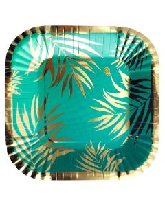 PLATO ESTAMPADO HOJAS VERDE X 8 UNI.