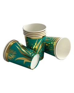 VASO ESTAMPADO HOJAS VERDE X 8 UNI.