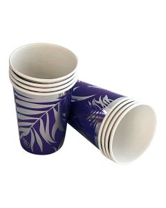 VASO POLIPAPEL VIOLETA CON HOJAS PLATEADAS X 8 UNI