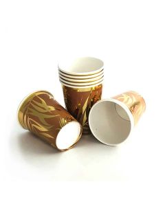 VASO ESTAMPADO HOJAS ROSA GOLD X 8 UNI.