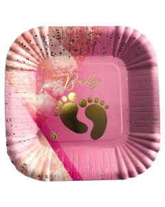 PLATO ESTAMPADO BABY ROSA X 8 UNI.