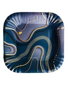 PLATO ESTAMPADO ONDAS AZUL X 8 UNI.
