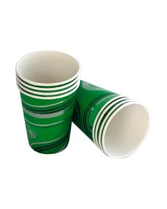 VASO POLIPAPEL VERDE CON ONDAS PLATEADAS X 8 UNI