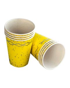 VASO AMARILLO Y PLATEADO FELIZ CUMPLEAÑOS 8 OZ X 8 UNIDADES 