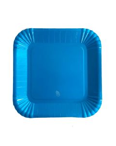 PLATO CUADRADO GRANDE AZUL X 8 UNI