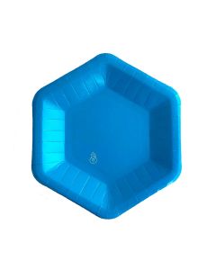 PLATO HEXAGONAL CHICO AZUL X 8 UNI