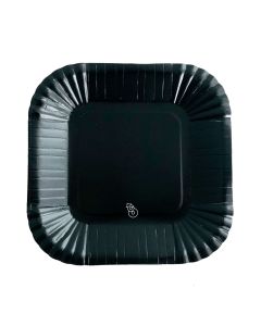 PLATO CUADRADO CHICO NEGRO X 8 UNI