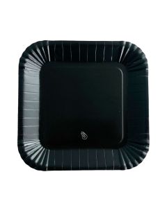 PLATO CUADRADO GRANDE NEGRO X 8 UNI