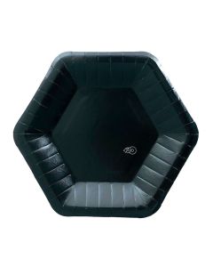 PLATO HEXAGONAL CHICO NEGRO X 8 UNI