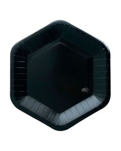 PLATO HEXAGONAL GRANDE NEGRO X 8 UNI