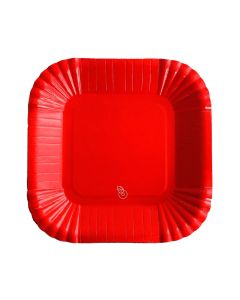 PLATO CUADRADO CHICO ROJO X 8 UNI