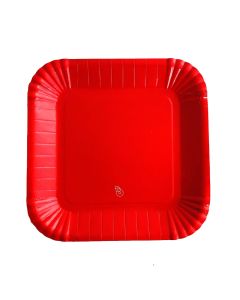 PLATO CUADRADO GRANDE ROJO X 8 UNI
