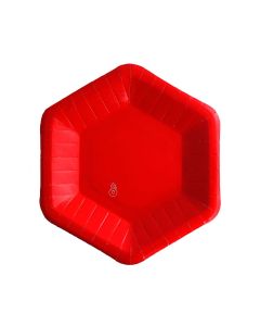 PLATO HEXAGONAL CHICO ROJO X 8 UNI