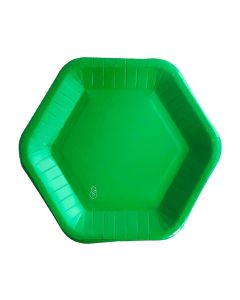 PLATO HEXAGONAL GRANDE VERDE X 8 UNI