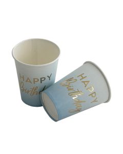 VASO HAPPY B-DAY CELESTE X 8 UNI.