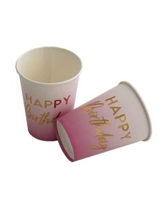 VASO HAPPY B-DAY FUCSIA X 8 UNI.