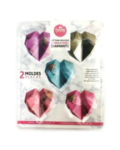 SET PLACA CORAZONES DIAMANTE