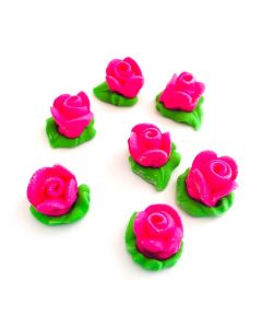 GLACE ROSA MINI FUCSIA CON HOJA x 50 U.
